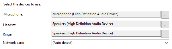 Audio devices options